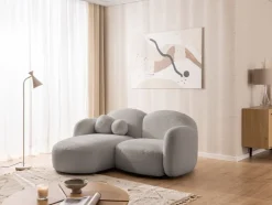 Nuvola - Moderne Ecksofa L-Form aus Bouclé-Stoff mit abgerundetem Design