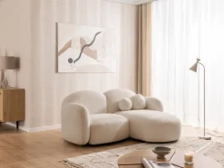 Nuvola - Moderne Ecksofa L-Form aus Bouclé-Stoff mit abgerundetem Design