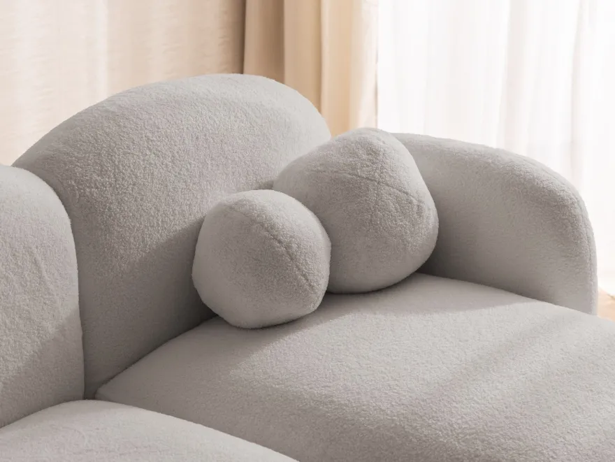 Nuvola - Moderne Ecksofa L-Form aus Bouclé-Stoff mit abgerundetem Design