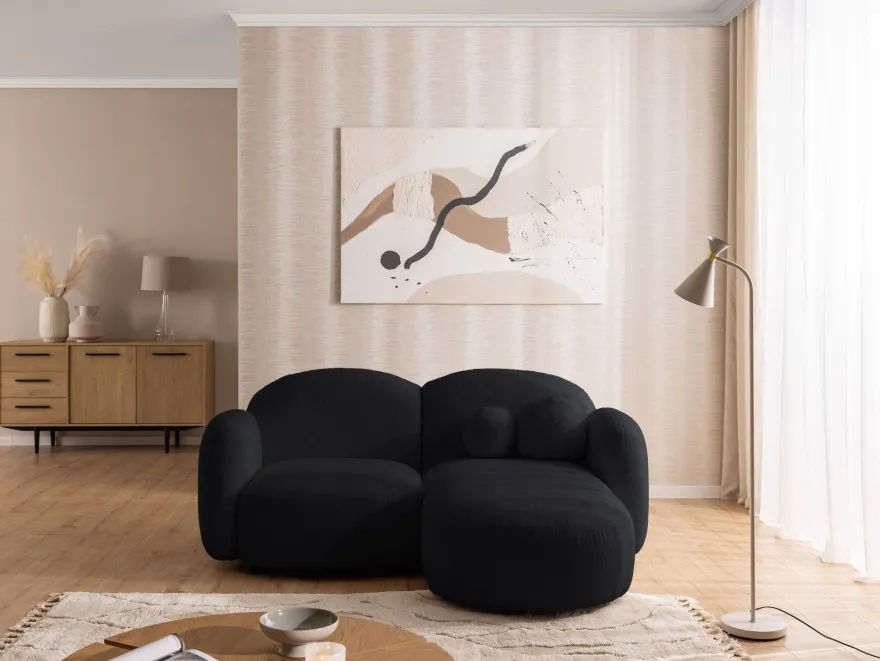 Nuvola - Moderne Ecksofa L-Form aus Bouclé-Stoff mit abgerundetem Design