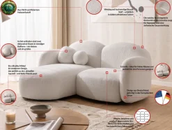 Nuvola - Moderne Ecksofa L-Form aus Bouclé-Stoff mit abgerundetem Design