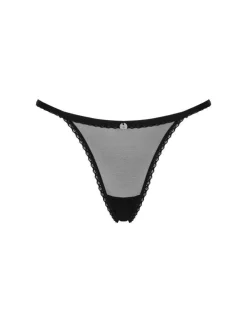 Obsessive Celia Noir Tanga, schwarz, Netz mit Guipure-Spitze, XL/2XL