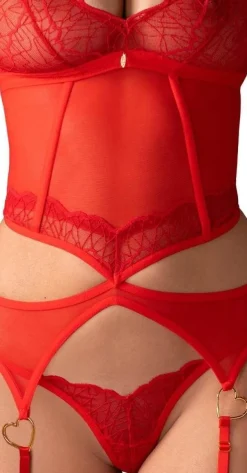 Obsessive Cupide Desir Strapshemd und String in Sinnlichem Rot