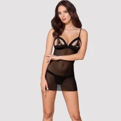 Obsessive Dessouskleid , Schwarz-transparent, mit String schwarz