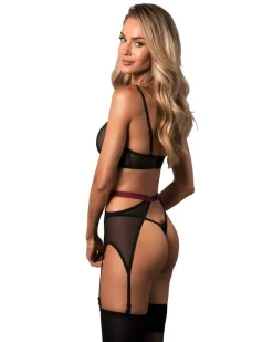 Obsessive 3-teiliges Straps-Set Novenes Schwarz/Pink