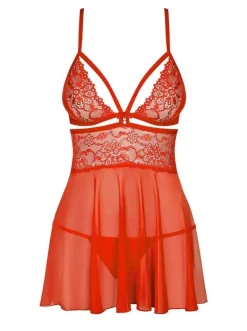 Obsessive Verführerisches Babydoll in Rot - Größe rot L/XL