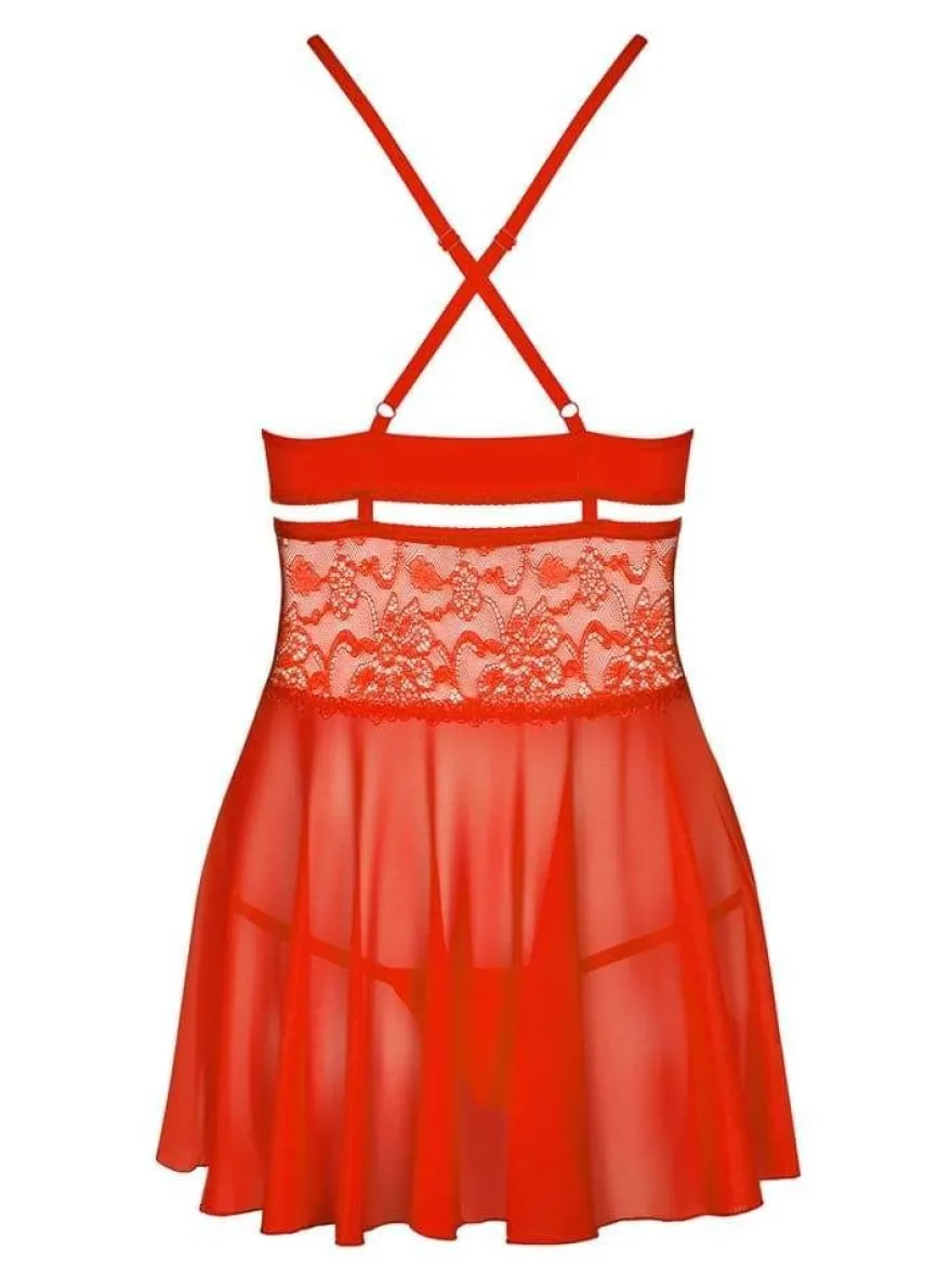 Obsessive Verführerisches Babydoll in Rot - Größe rot L/XL