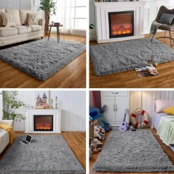 Obundi Shaggy Hochflor-Teppich Grau 120x160cm - Weich, Waschbar & Anti-Rutsch