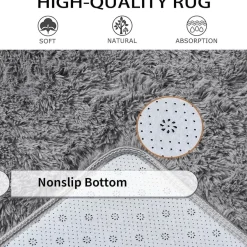Obundi Shaggy Hochflor-Teppich Grau 120x160cm - Weich, Waschbar & Anti-Rutsch