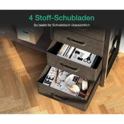 ODK Gaming Schreibtisch L Form LED USB Steckdosen Graueiche