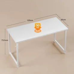 ODK Schreibtisch Weiß 120x50x74cm Computertisch Bürotisch mit Kopfhörer Halter