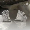 Ohrstecker Ohrring 12mm Ginkgoblatt glänzend 9Kt Weißgold
