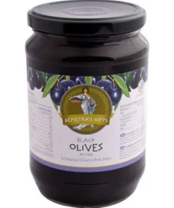 Oliven Demetras Gifts schwarz ohne Stein Glas, 720g / Abtropfgewicht 360g