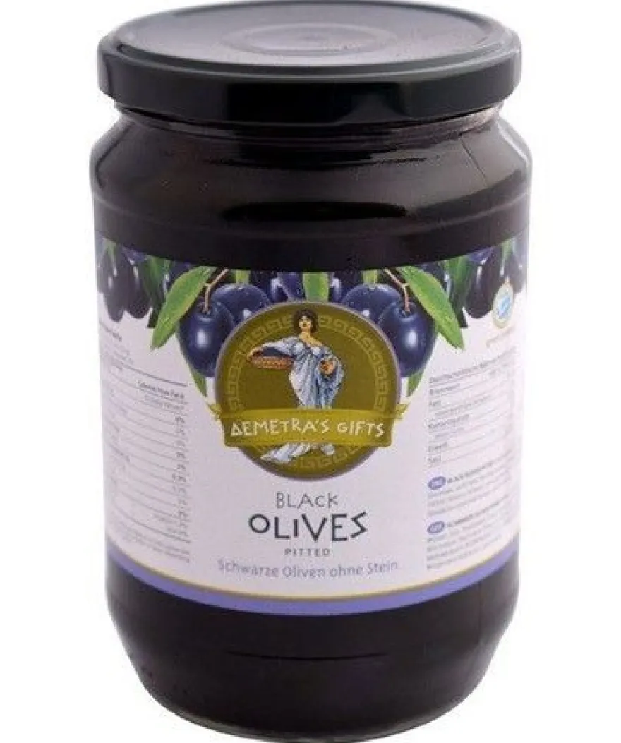 Oliven Demetras Gifts schwarz ohne Stein Glas, 720g / Abtropfgewicht 360g