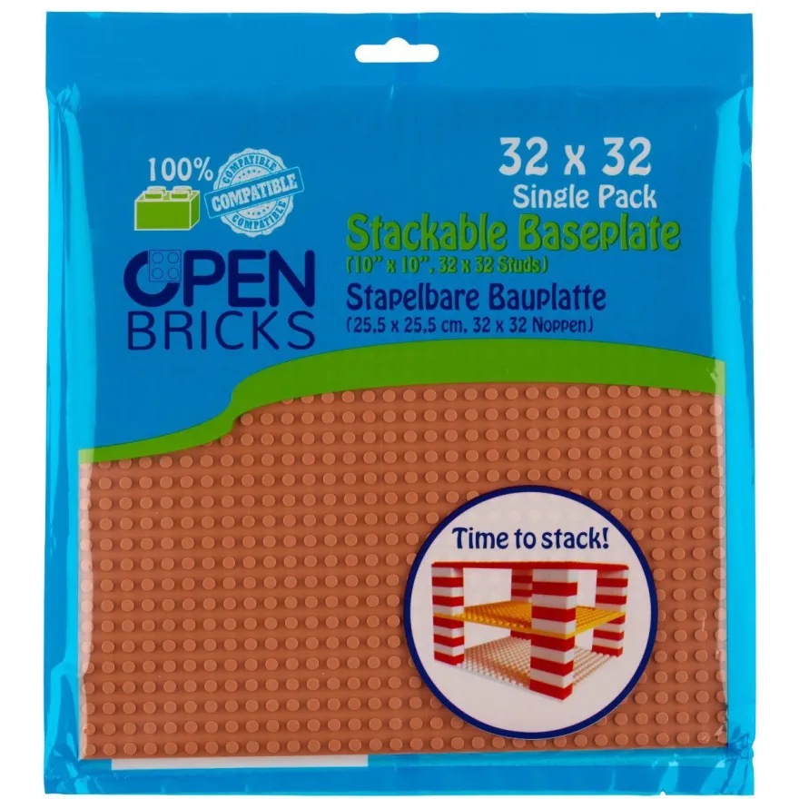 Open Bricks OB-P32LB - Stackable Baseplate 32 x 32 Noppen - Light Brown