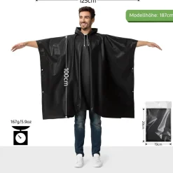 Opret Regenponcho Damen Herren Wasserdicht 2 Stück, Regencape Leicht