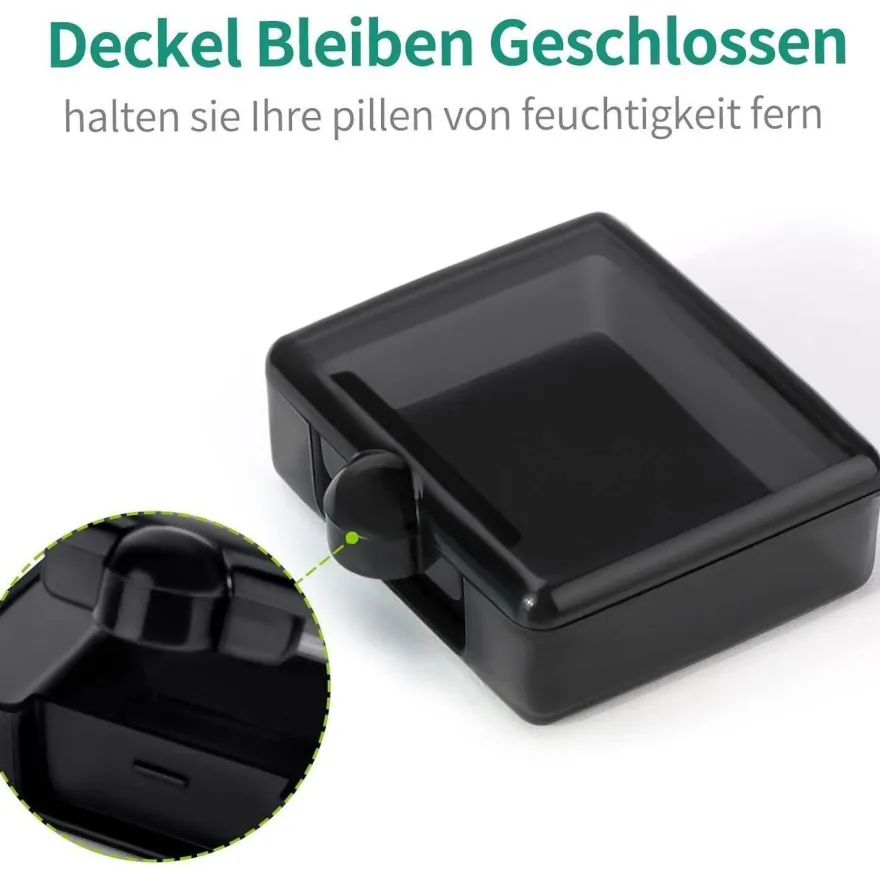 Opret 3 Stück Klein Tragbare Tablettenbox Tablettendose Vitamine Fischöl, chwarz