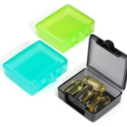 Opret 3 Stück Klein Tragbare Tablettenbox Tablettendose Vitamine Fischöl, chwarz