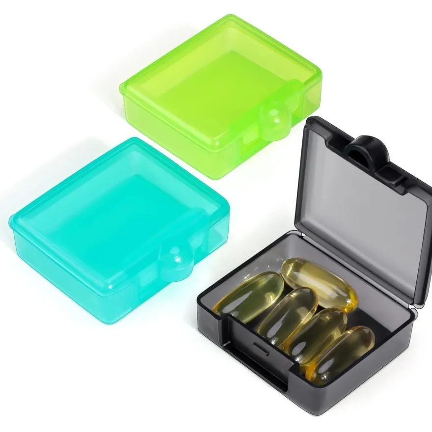Opret 3 Stück Klein Tragbare Tablettenbox Tablettendose Vitamine Fischöl, chwarz