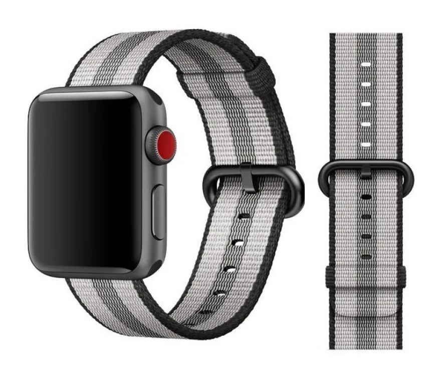 Original Apple Woven Nylon Armband 38/40/41mm MQVG2ZM/A Black Stripes