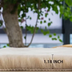 Orinova Kunstfell Teppich Beige 150x215 cm - Flauschig, Kuschelig, Waschbar für