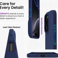 Ornarto iPhone 16 Pro Hülle Silikon 6,3 Zoll flüssiges Silikon Piniengrün