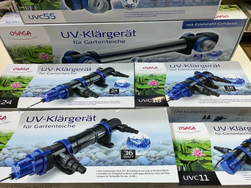 Osaga UVC 7,11,18, 24, 36, 55, 75 Watt Gerät Algenvernichter gegen grünes Wasser