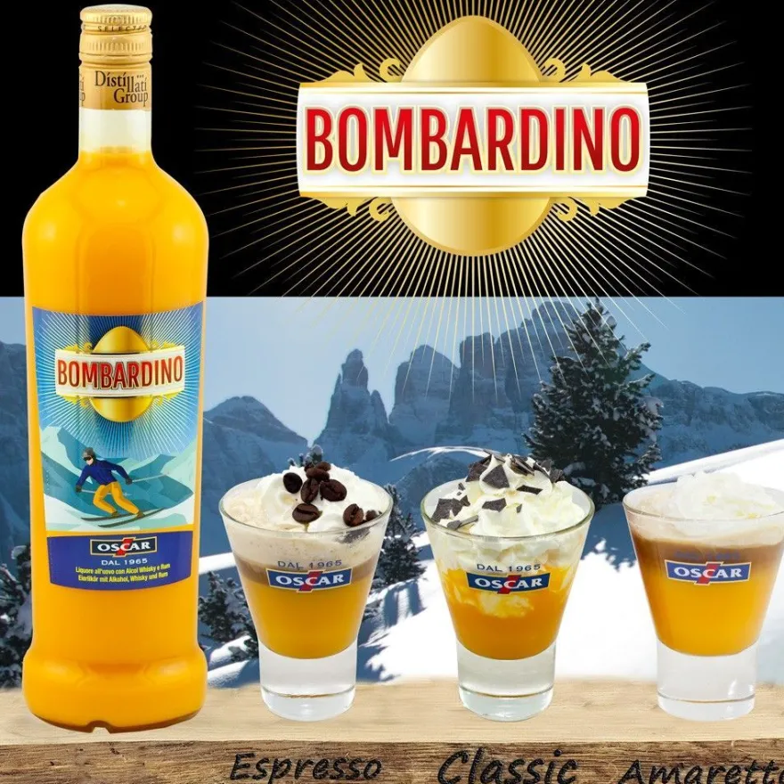 Oscar Bombardino - Likör mit Ei, Whisky und Rum 1,0 ltr. 17% Vol.