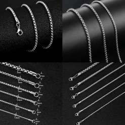 OSTAN Edelstahl Seil Kettenbox Halskette für Damen und Herren, 3mm Breite