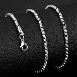 OSTAN Edelstahl Seil Kettenbox Halskette für Damen und Herren, 3mm Breite