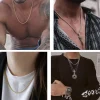 OSTAN Herren Damen Edelstahl Silber Box Kette Venetian Link Collier Halskette