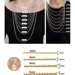 OSTAN Herren Damen Edelstahl Silber Box Kette Venetian Link Collier Halskette
