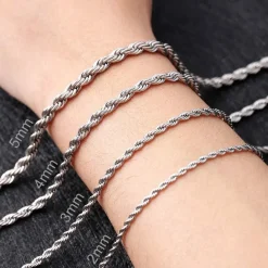 OSTAN Herren/Damen Halskette Edelstahl Verdrehte Kette, Breite 2-5 MM, Länge