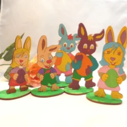 Osterdekoration 5 Stück Ostern Hasenmutter Hasen 10 cm Holz Holzhasen DIY