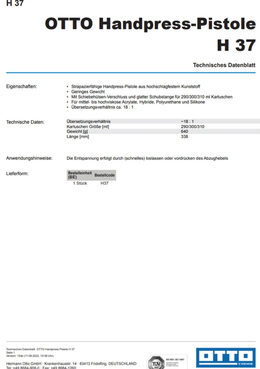 OTTO Kartuschenständer Silicon-Auspresspistole Kartuschenpresse Handpresspistole