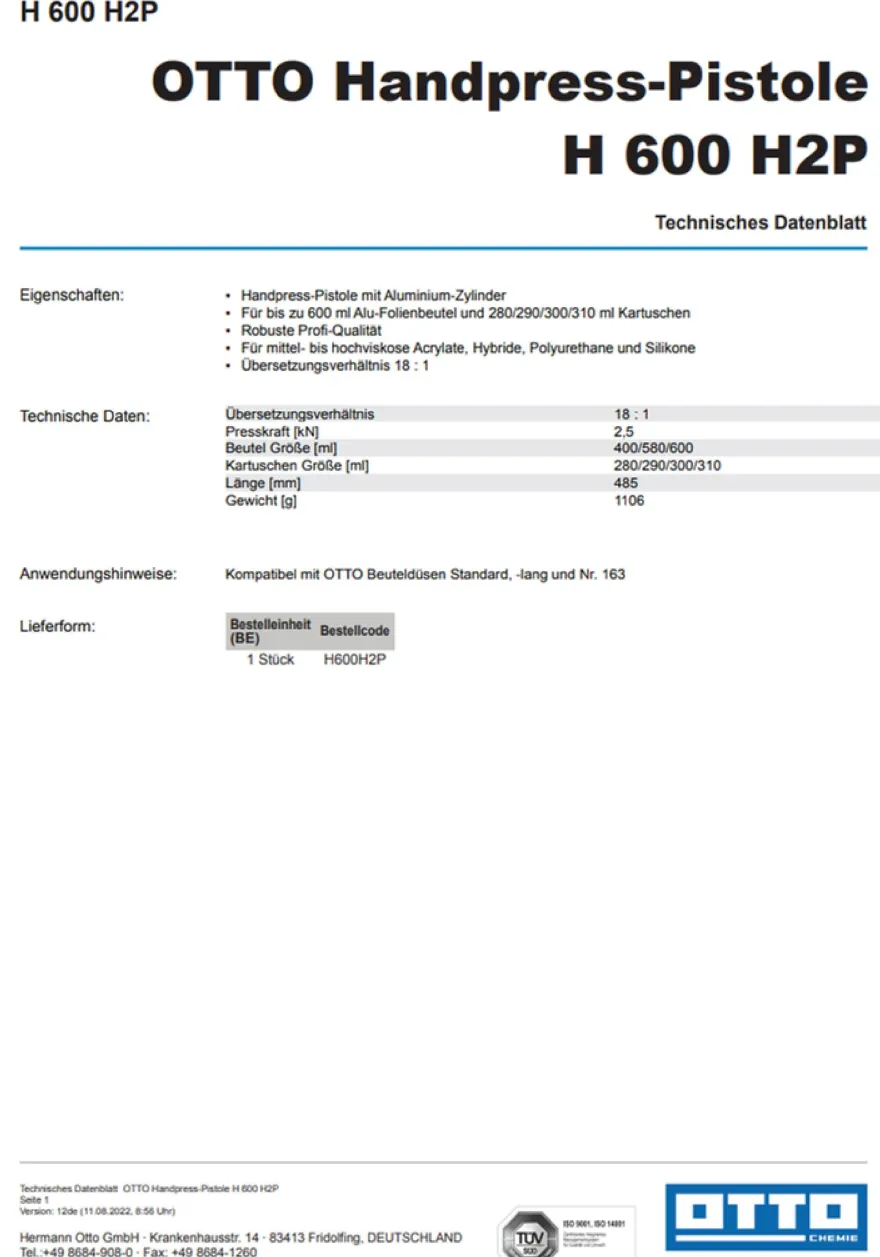 OTTO Kartuschenständer Silicon-Auspresspistole Kartuschenpresse Handpresspistole