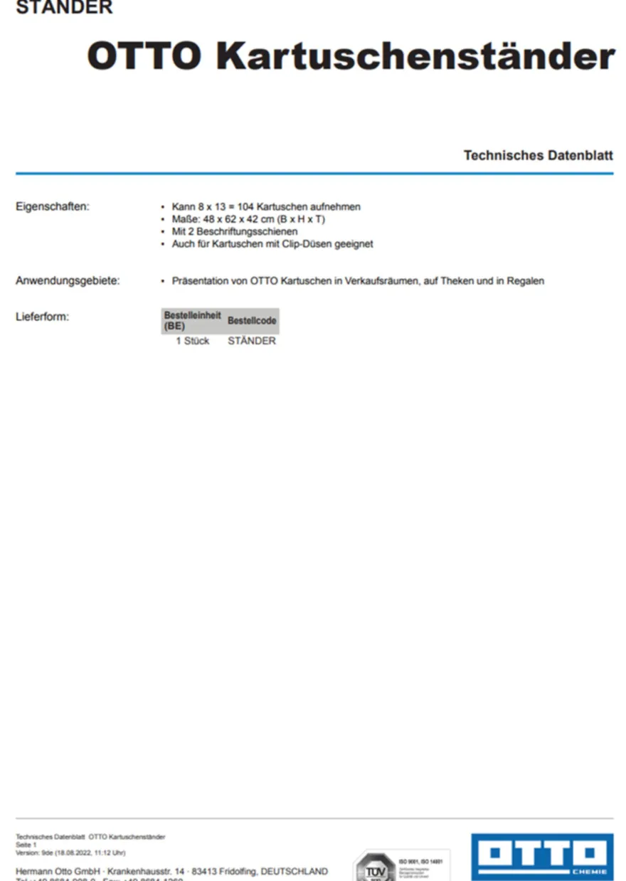 OTTO Kartuschenständer Silicon-Auspresspistole Kartuschenpresse Handpresspistole