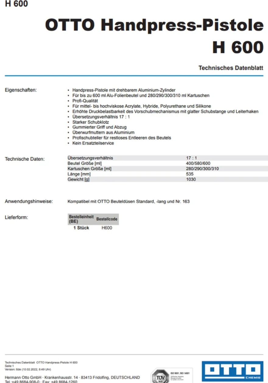 OTTO Kartuschenständer Silicon-Auspresspistole Kartuschenpresse Handpresspistole