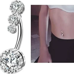 OUFER 14G Bauchnabelpiercing Silber 14mm, 316L Chirurgenstahl Barbell mit