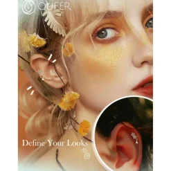 OUFER 16G Dangle Helix Conch Tragus Studs CZ Gold Silber Cartilage Earring