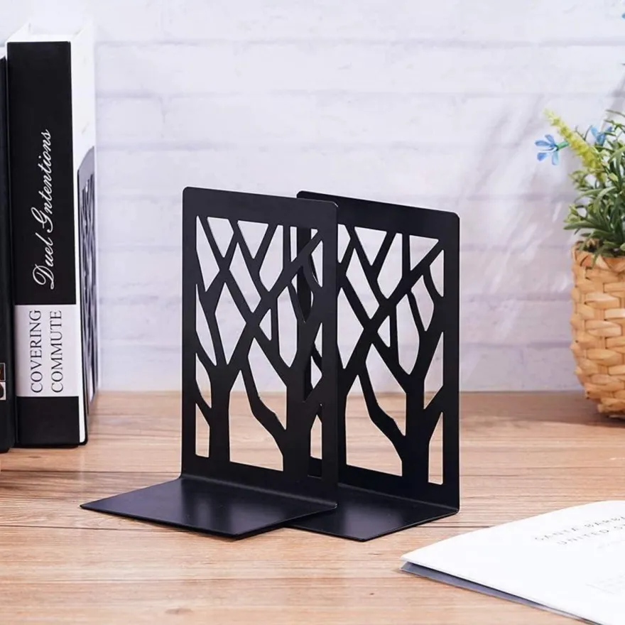 3 Paar Buchstützen aus Metall, Buchhalterung für Bücherregal, Küche, Büro
