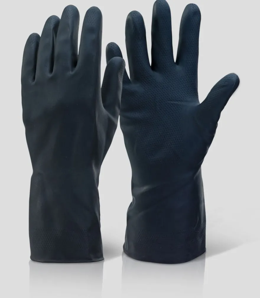 6 Paar Extra dicke Gummihandschuhe schwarz Latex Öl Säurefest Industriehandschuh