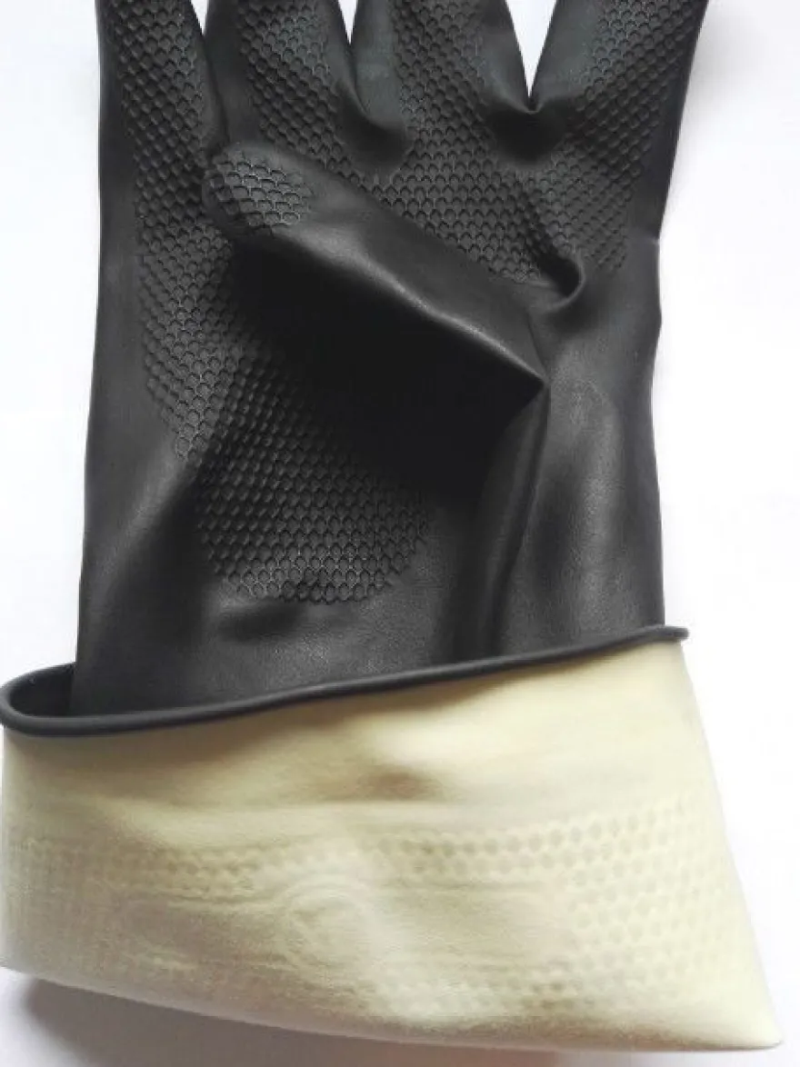 6 Paar Extra dicke Gummihandschuhe schwarz Latex Öl Säurefest Industriehandschuh