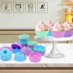 24Pack Silicone Donut Mold Baking Cups Pan Muffin Jello Bagel Oven Microwave