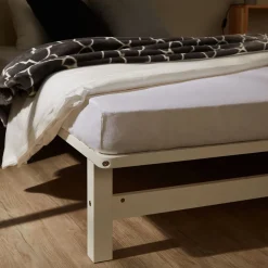 Palettenbett 90x200 cm mit Bettkasten 2er Set Lattenrost Massivholzbett Weiß Palet