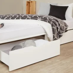 Palettenbett 90x200 cm mit Bettkasten 2er Set Lattenrost Massivholzbett Weiß Palet