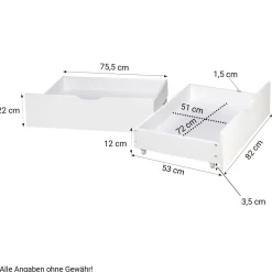 Palettenbett 90x200 cm mit Bettkasten 2er Set Lattenrost Massivholzbett Weiß Palet
