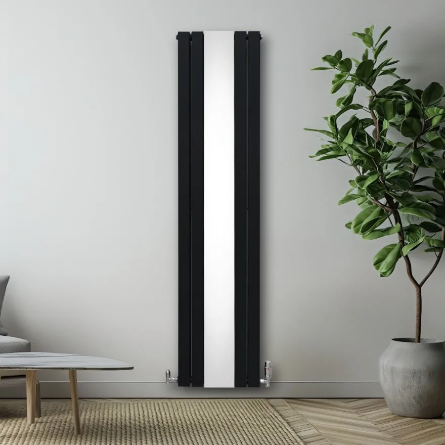 Paneelheizkörper & Spiegel Heizgerät Modern Vertikal Schwarz 1800 x 425mm