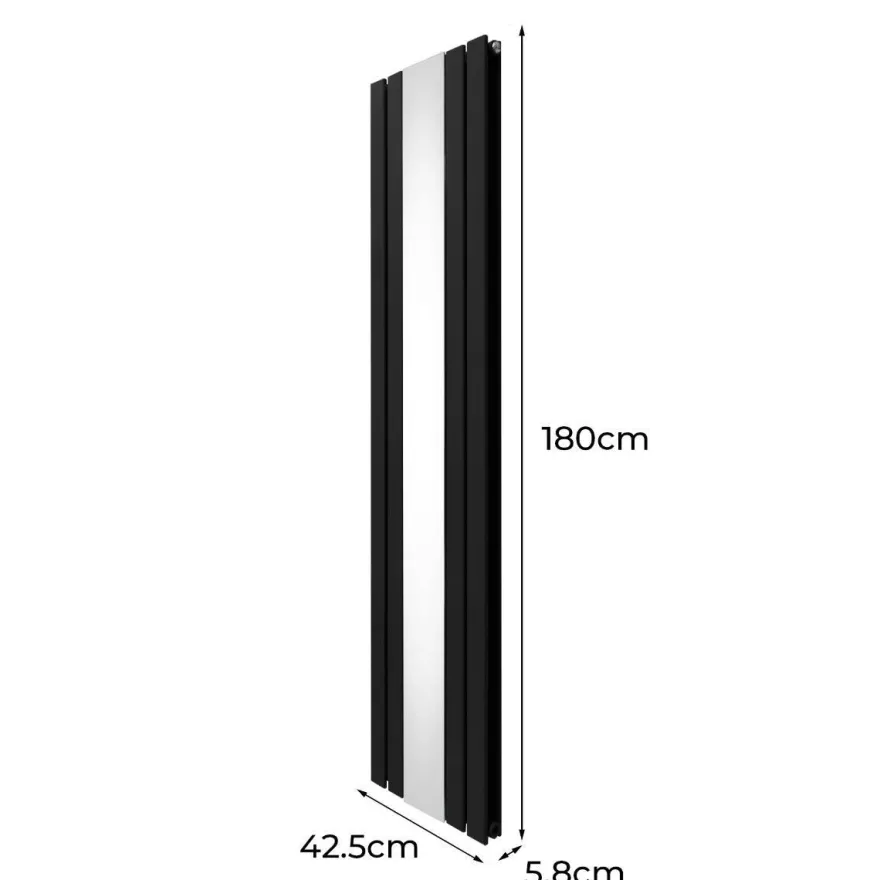 Paneelheizkörper & Spiegel Heizgerät Modern Vertikal Schwarz 1800 x 425mm