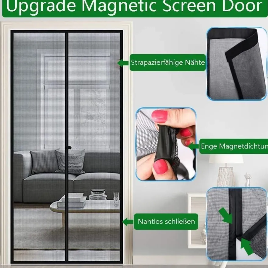 Panngu Fliegengitter Balkontür Magnet 170x250cm - Verstärkter Fliegenvorhang